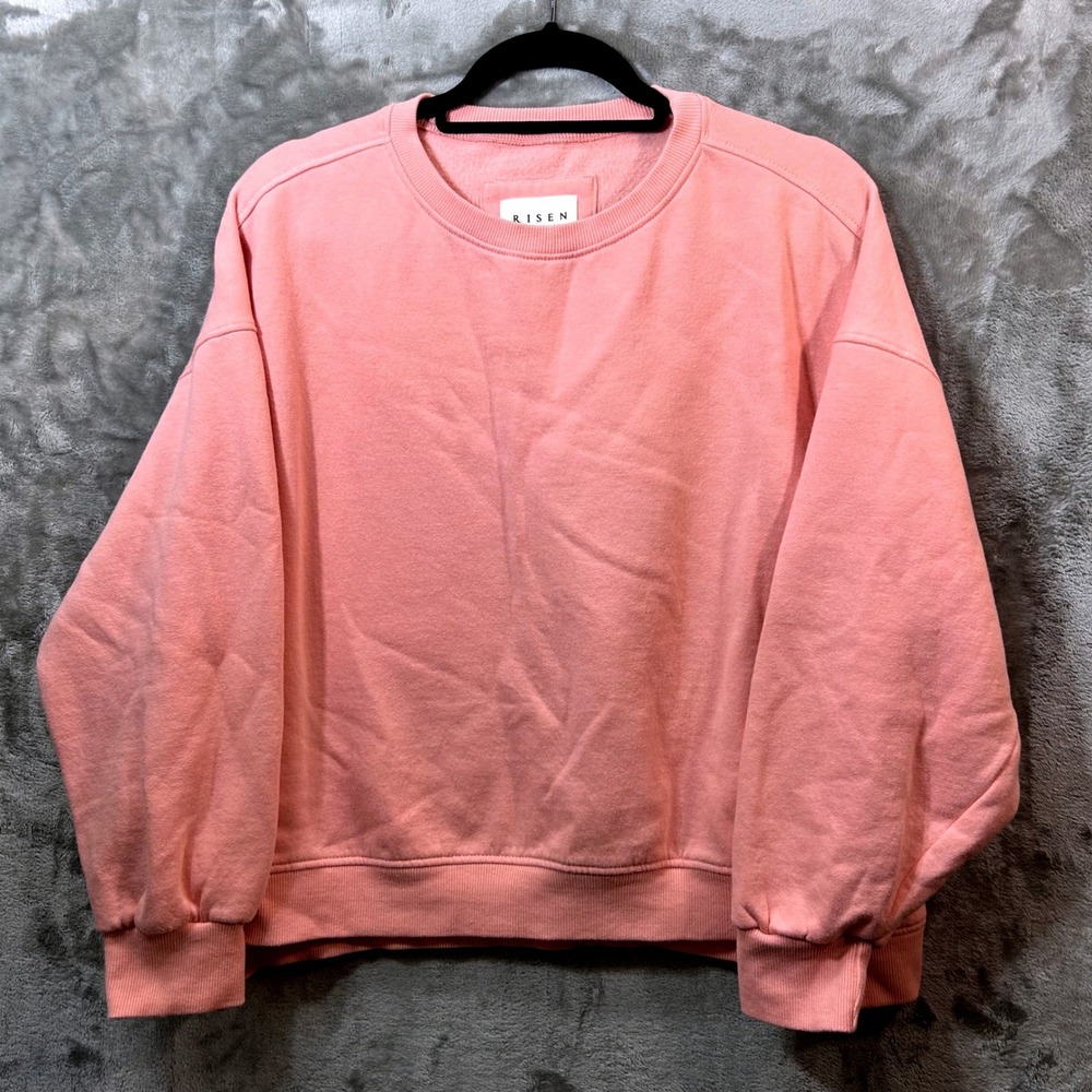 Risen Los Angeles Womens Pink Crewneck Sweatshirt Relaxed Fit Small